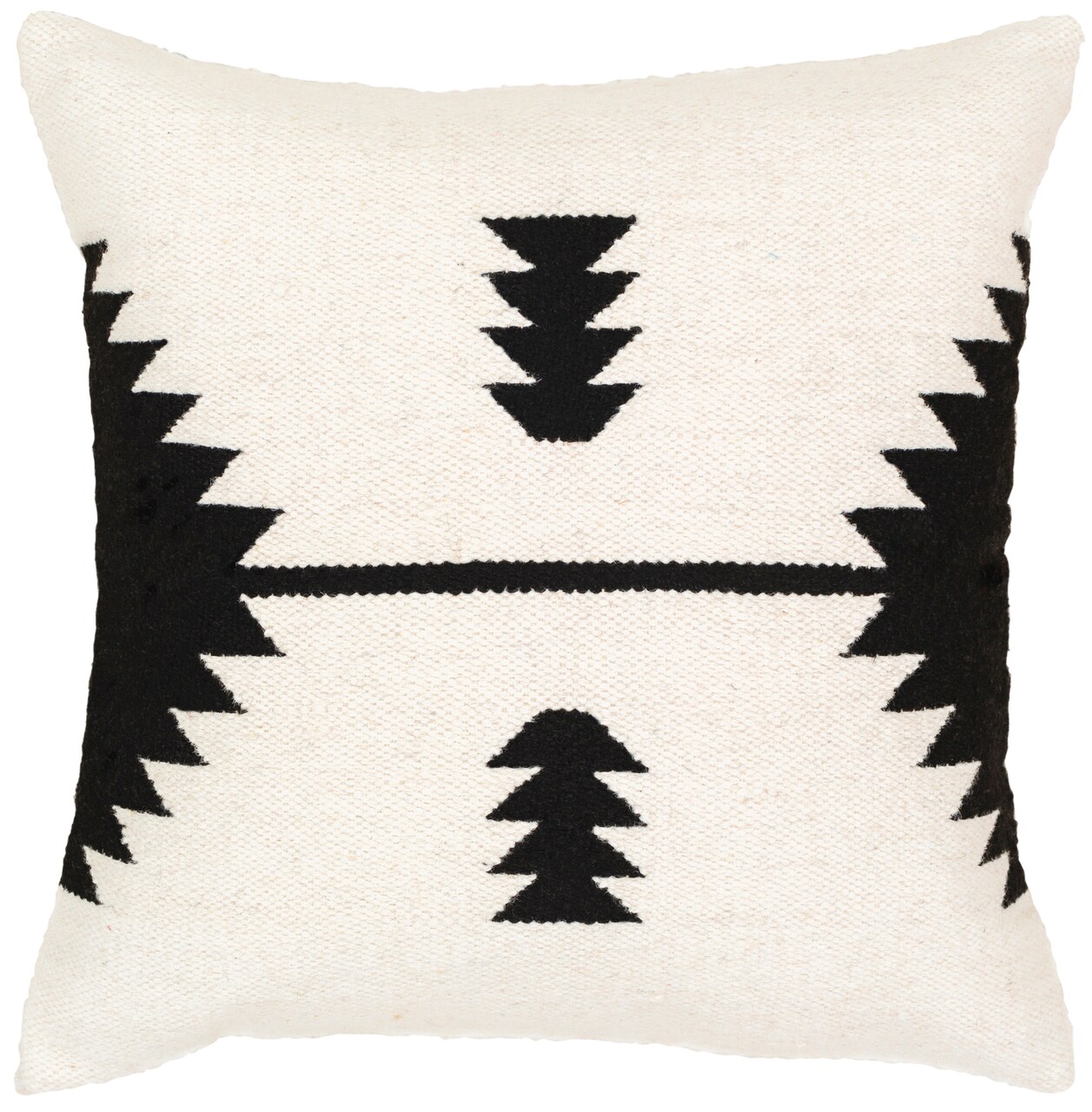 Tiwari Home 20" Cream and Black Southwestern Style Square Throw Pillow Cover with Knife Edge